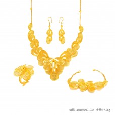 足金花絲優雅馬蹄蓮婚慶四件套